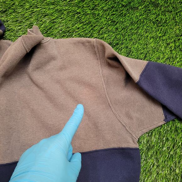 VTG 90s Hanes Color Block Split Sweatshirt Mens Large USA Made Two Tone - Picture 7 of 8